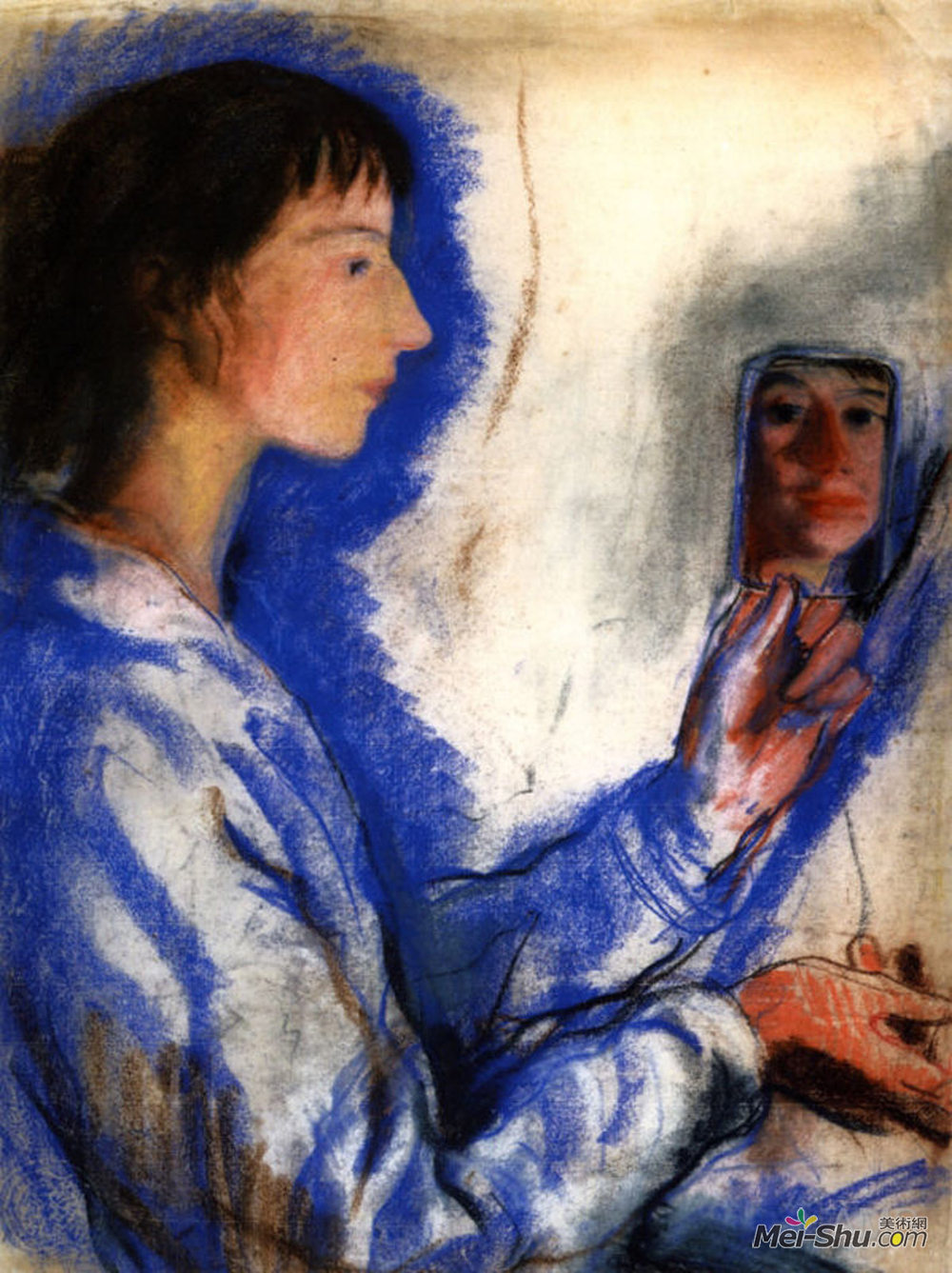 齐内达·塞莱布里阿库娃(Zinaida Serebriakova)高清作品《自画像》