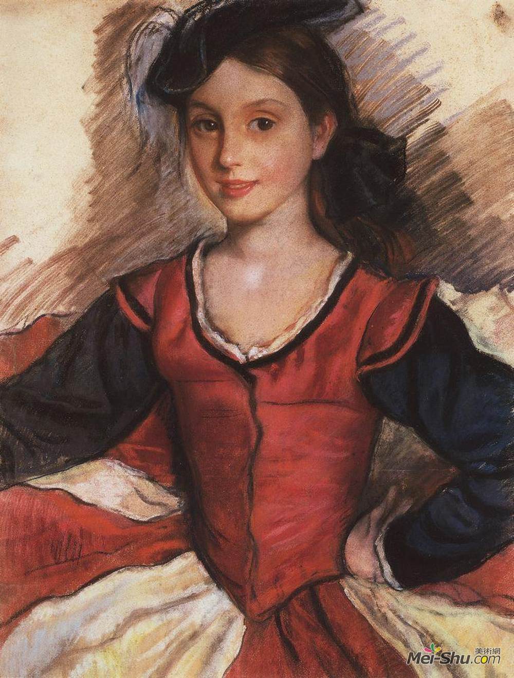 齐内达·塞莱布里阿库娃(Zinaida Serebriakova)高清作品《塔塔在舞蹈服装》