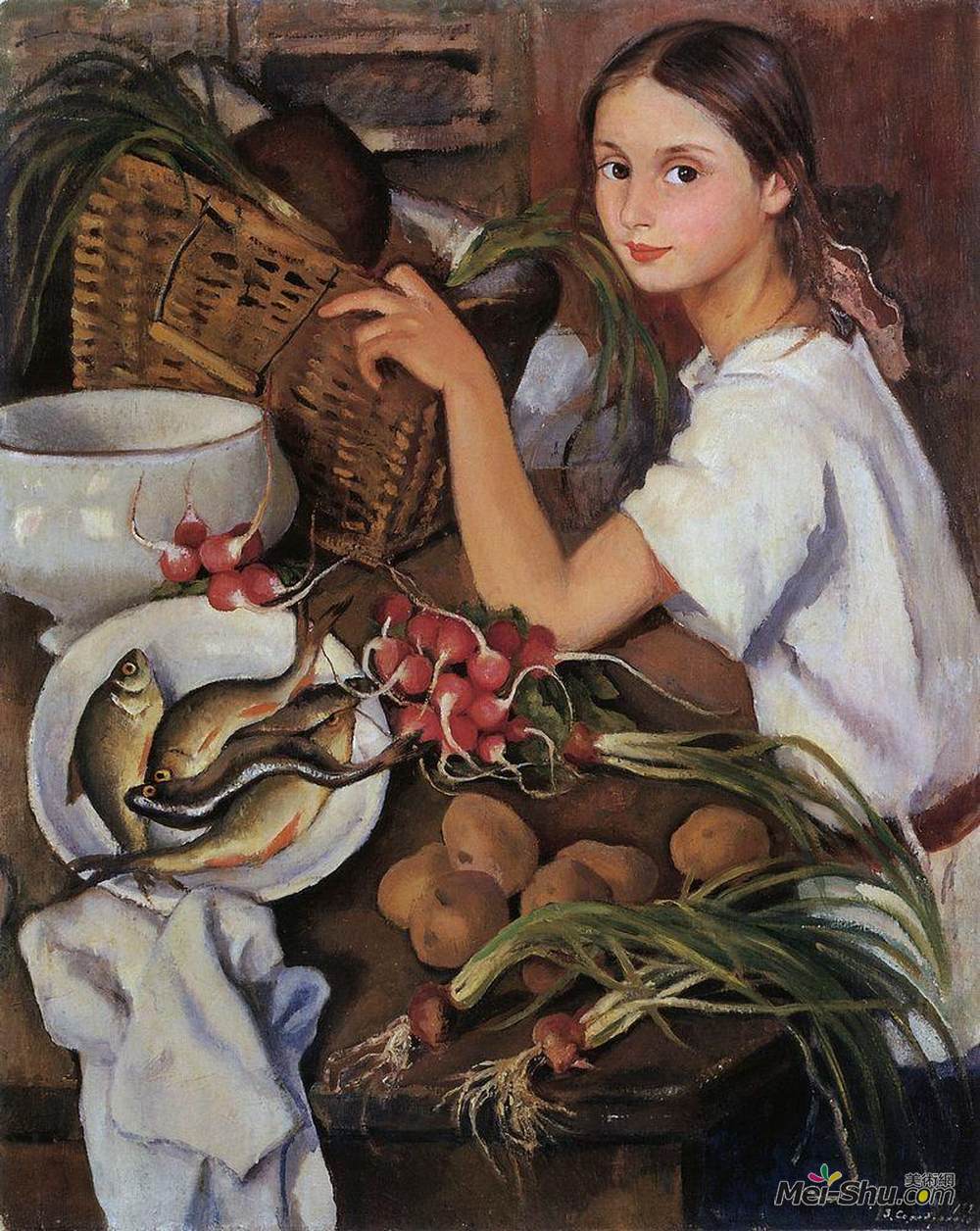 齐内达·塞莱布里阿库娃(Zinaida Serebriakova)高清作品《塔塔蔬菜》