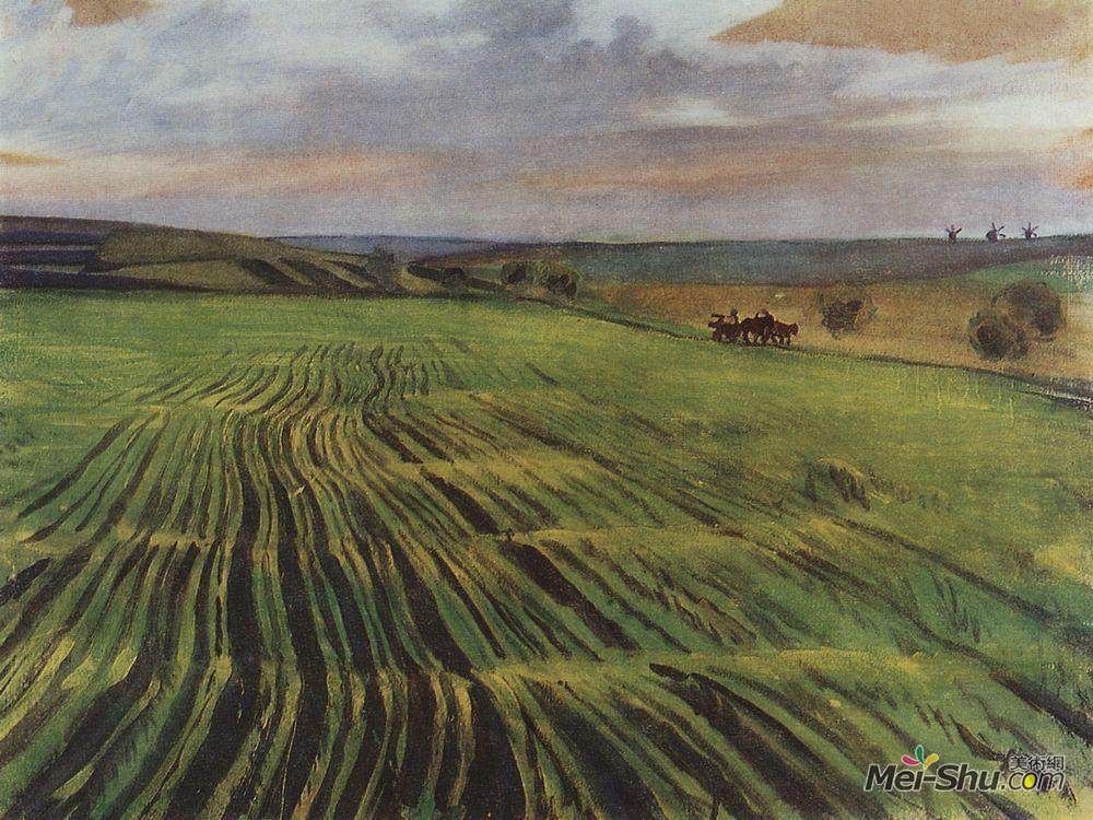 齐内达·塞莱布里阿库娃(Zinaida Serebriakova)高清作品《冬小麦》