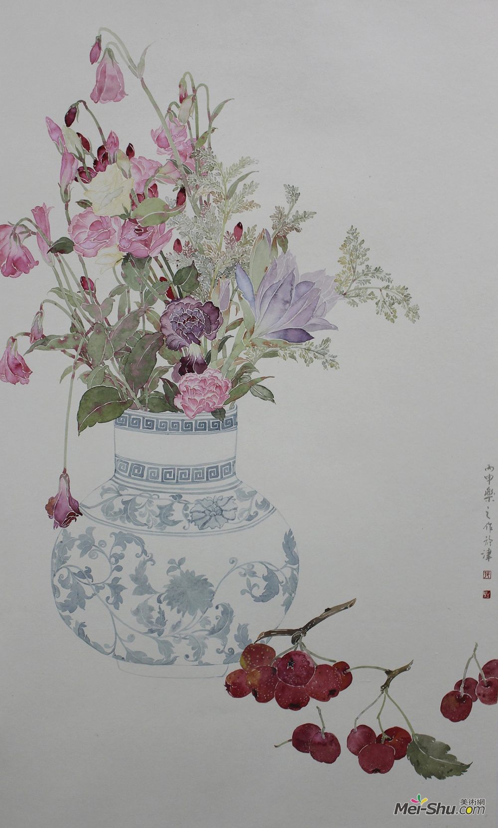 《桔梗》张慧作品-国画作品-美术网 mei-shu.com