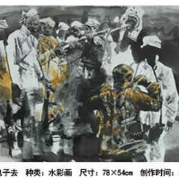 水彩画《炸鬼子去》