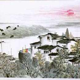 江岸朝晖图