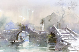双桥雪霁 66cm×101cm 