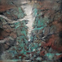 林翠峰叠图／211cm×195cm／纸本彩墨／2017年