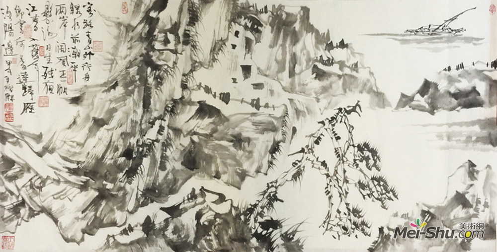 客路青山外   （中国画）68×138㎝ 2014年