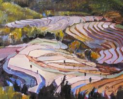 《五指山梯田系列之四》（油画40X50cm)2013年
