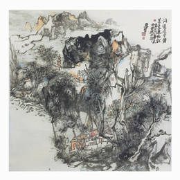 问道庭宇静 苔色连晓松 68cmX68cm