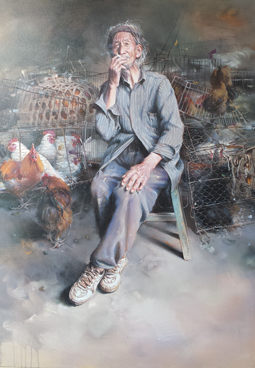 《鸡市闲暇》  150cm×110cm