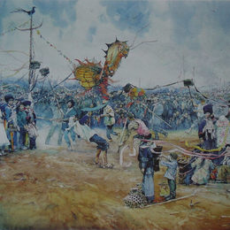 《苗家盛会四月八》水彩画1999年作109x79cm