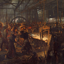 阿道夫·门采尔(Adolph Menzel)高清作品:The Iron Rolling Mill (Modern Cyclopes)