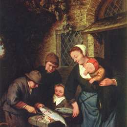 《买鱼》阿德里安·范·奥斯塔德(Adriaen van Ostade)高清作品欣赏