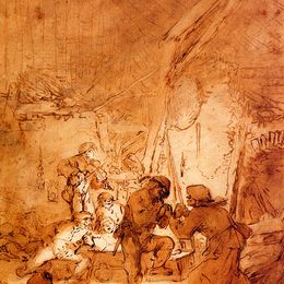 《跳舞农民》阿德里安·范·奥斯塔德(Adriaen van Ostade)高清作品欣赏