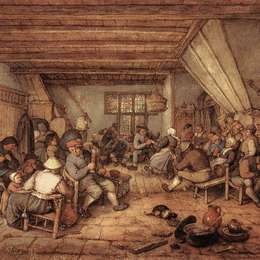 《酒馆里的农民》阿德里安·范·奥斯塔德(Adriaen van Ostade)高清作品欣赏