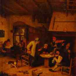 《在酒馆里》阿德里安·范·奥斯塔德(Adriaen van Ostade)高清作品欣赏