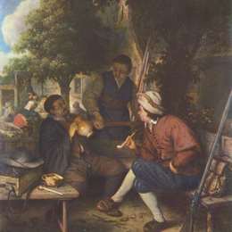 《休息旅行者》阿德里安·范·奥斯塔德(Adriaen van Ostade)高清作品欣赏