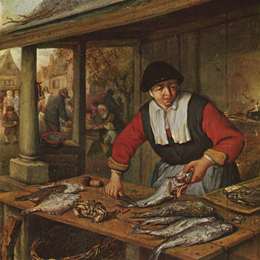 《渔夫》阿德里安·范·奥斯塔德(Adriaen van Ostade)高清作品欣赏