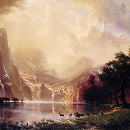 《的内华达山脉，加利福尼亚州》阿尔伯特·比尔施塔特(Albert Bierstadt)高清作品欣赏