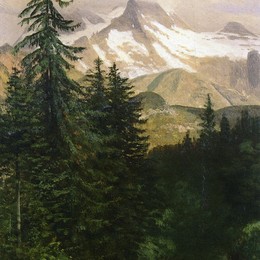 《雪山景观》阿尔伯特·比尔施塔特(Albert Bierstadt)高清作品欣赏