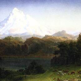 《俄勒冈胡德山》阿尔伯特·比尔施塔特(Albert Bierstadt)高清作品欣赏