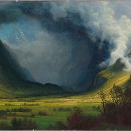 《在山脉的风暴》阿尔伯特·比尔施塔特(Albert Bierstadt)高清作品欣赏