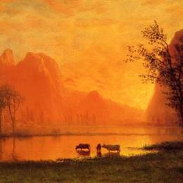 《优诗美地国家公园日落》阿尔伯特·比尔施塔特(Albert Bierstadt)高清作品欣赏