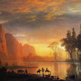 《优诗美地国家公园山谷日落》阿尔伯特·比尔施塔特(Albert Bierstadt)高清作品欣赏