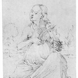 阿尔布雷希特·丢勒(Albrecht Durer)高清作品:Drawing from the &amp;ampquotTarot&amp;ampquot   The Muse Thalia