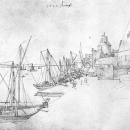 阿尔布雷希特·丢勒(Albrecht Durer)高清作品:The port of Antwerp during Scheldetor