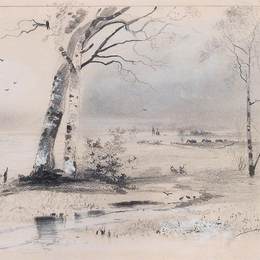 《早春。河边的桦树》阿列克谢·孔德拉季耶维奇·萨伏拉索夫(Aleksey Savrasov)高清作品欣赏