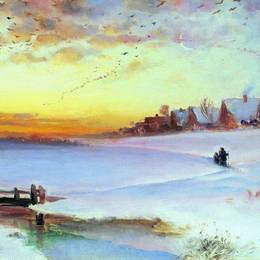 《冬季景观（解冻）》阿列克谢·孔德拉季耶维奇·萨伏拉索夫(Aleksey Savrasov)高清作品欣赏