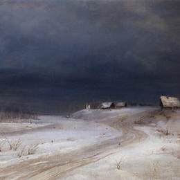 《冬季景观》阿列克谢·孔德拉季耶维奇·萨伏拉索夫(Aleksey Savrasov)高清作品欣赏