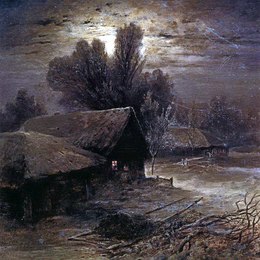 《冬夜》阿列克谢·孔德拉季耶维奇·萨伏拉索夫(Aleksey Savrasov)高清作品欣赏