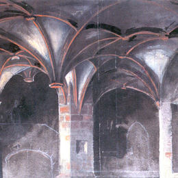 亚历山大·班耐瓦(Alexandre Benois)高清作品:Crypt of the Borotin Castle. Set Design for Grillparzer&amp;amp