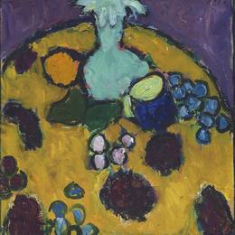 《静物与绣花毯》阿历克谢·冯·亚夫伦斯基(Alexej von Jawlensky)高清作品欣赏