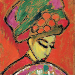 《戴花冠的年轻女孩》阿历克谢·冯·亚夫伦斯基(Alexej von Jawlensky)高清作品欣赏