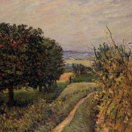 阿尔弗莱德·西斯莱(Alfred Sisley)高清作品:Among the Vines near Louveciennes