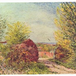 阿尔弗莱德·西斯莱(Alfred Sisley)高清作品:Away in the spring Veneux Nadon