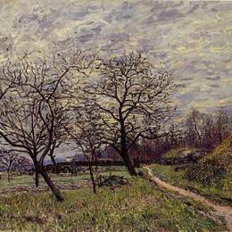 阿尔弗莱德·西斯莱(Alfred Sisley)高清作品:Between Veneux and By December Morning