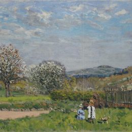 《在田野里玩耍的孩子们》阿尔弗莱德·西斯莱(Alfred Sisley)高清作品欣赏