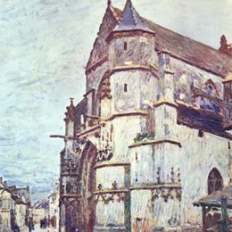 《雨后莫雷特教堂》阿尔弗莱德·西斯莱(Alfred Sisley)高清作品欣赏