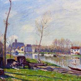 阿尔弗莱德·西斯莱(Alfred Sisley)高清作品:Construction Site at Matrat, Moret sur Loing