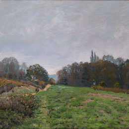 《路易威涅斯的风景》阿尔弗莱德·西斯莱(Alfred Sisley)高清作品欣赏