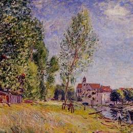 阿尔弗莱德·西斯莱(Alfred Sisley)高清作品:Matratat s Boatyard, Moret sur Loing