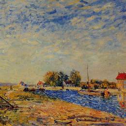 阿尔弗莱德·西斯莱(Alfred Sisley)高清作品:Morning Sun, Saint Mammes