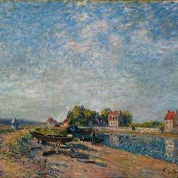 阿尔弗莱德·西斯莱(Alfred Sisley)高清作品:Saint Mammes, Loing Canal