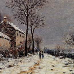 阿尔弗莱德·西斯莱(Alfred Sisley)高清作品:Snow Effect at Veneux