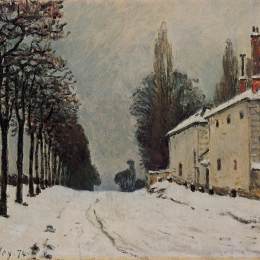 阿尔弗莱德·西斯莱(Alfred Sisley)高清作品:Snow on the Road, Louveciennes (Chemin de la Machine)