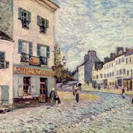 《马尔利街道》阿尔弗莱德·西斯莱(Alfred Sisley)高清作品欣赏