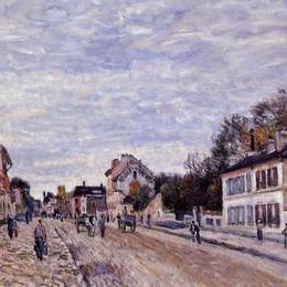 《马尔利街头风光》阿尔弗莱德·西斯莱(Alfred Sisley)高清作品欣赏